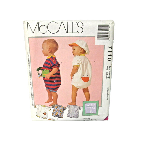 McCall’s Sewing Pattern 7110, Little Me, Infant Summer Rompers and Hat, Uncut - Picture 1 of 2